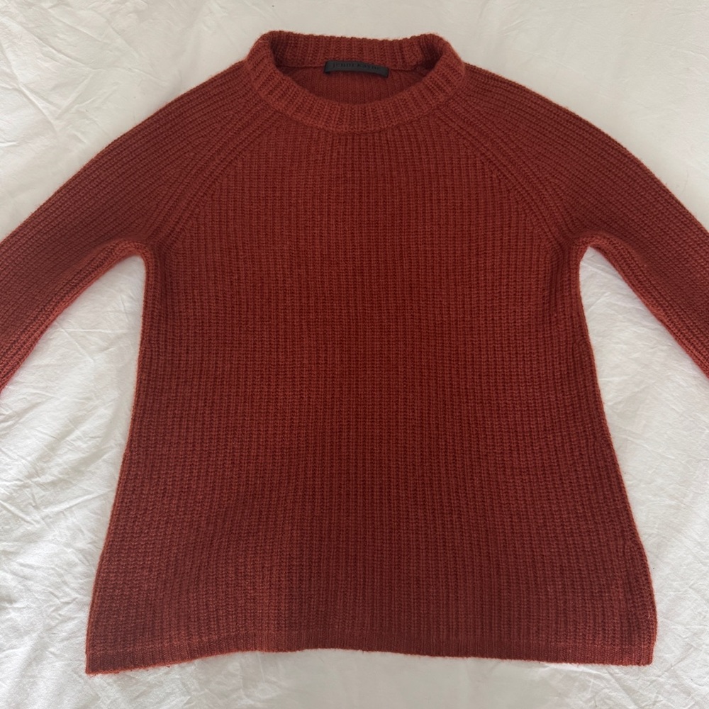 Jenni Kayne Cashmere Fisherman Sweater, XS, Rust